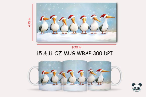 Christmas American White Pelican Mug Wrap 1: A Festive Graphic for Craft Creators