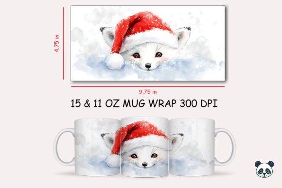 Christmas Arctic Fox Mug Wrap Graphics for Craft Projects