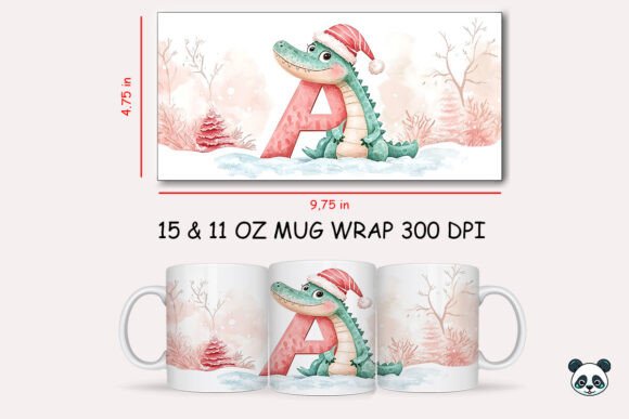 Christmas Baby Letter A with Alligator Mug Wrap: A Graphic Design Asset for Content Creators