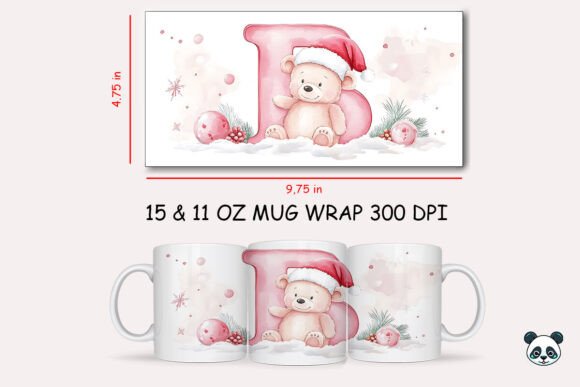 Christmas Baby Letter B with Bear Mug Wrap Graphics and Crafts