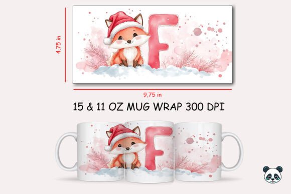 Christmas Baby Letter F with Fox Mug Wrap: A Festive Graphic for Local Business Branding