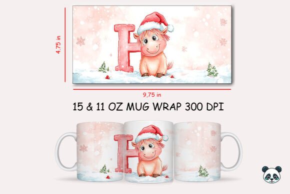 Christmas Baby Letter H with Horse Mug Wrap 1: A Festive Graphic Design Asset for Local Businesses