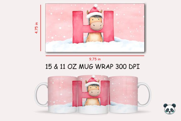 Christmas Baby Letter H with Horse Mug Wrap: A Graphics Asset for Seasonal Crafts and Content