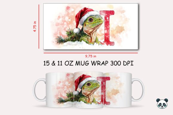 Christmas Baby Letter I with Iguana Mug Wrap Graphics and Crafts