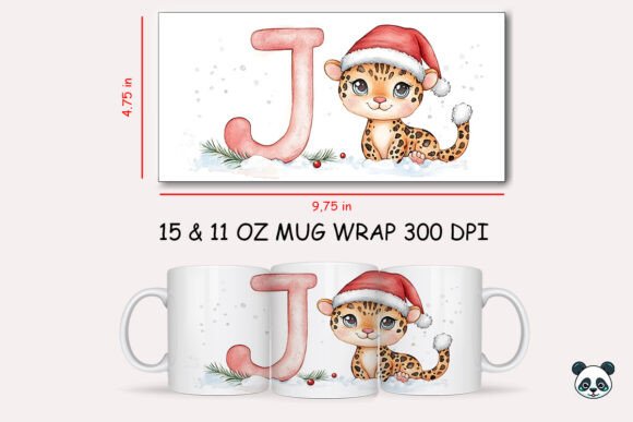 Christmas Baby Letter J with Jaguar Mug Wrap 1: A Festive Graphic Design Asset for Crafts