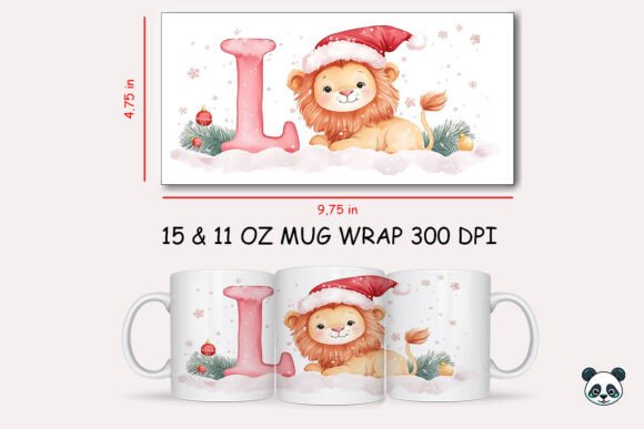 Christmas Baby Letter L with Lion Mug Wrap 2: A Festive Graphic for Crafts and Merch