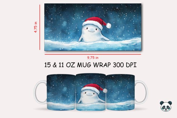 Christmas Beluga Whale Mug Wrap: A Festive Graphic Design Asset for Crafts