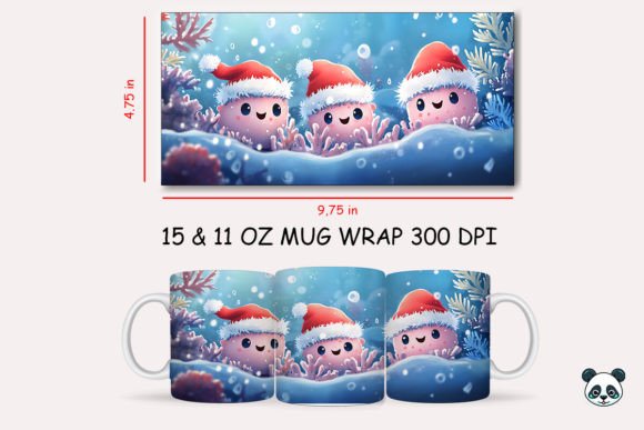 Christmas Coral Mug Wrap 1: A Festive Graphic Design Asset for Crafts and Marketing