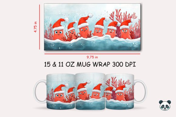 Christmas Coral Mug Wrap: A Vibrant Graphic Design Asset for Creative Branding