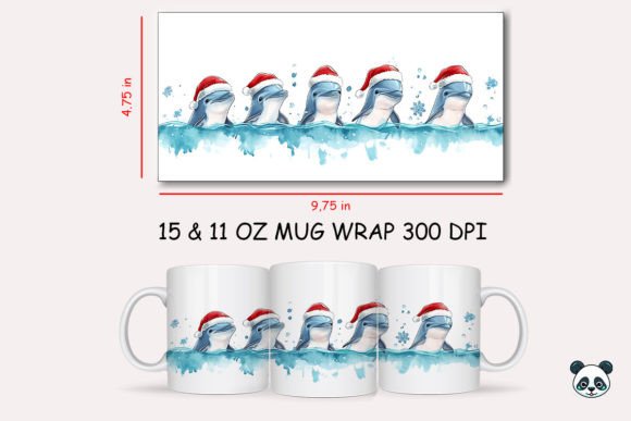 Christmas Dolphin Mug Wrap 3: A Versatile Graphic Design Asset for Crafts and Branding