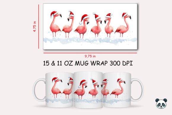 Christmas Flamingo Mug Wrap 1: A Festive Graphic Design Asset for Crafts & Local Brands
