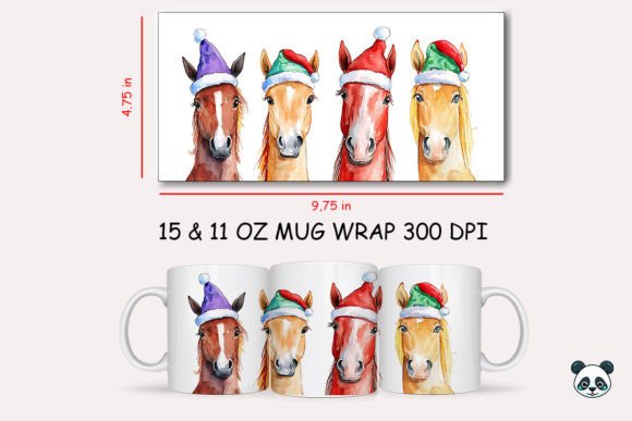 Christmas Horse Mug Wrap: A Festive Graphic Design Asset for Crafts and Local Businesses