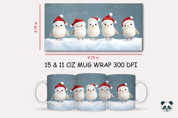 Christmas Ivory Gull Mug Wrap 1: A Seasonal Graphic Design Asset for Content Creators