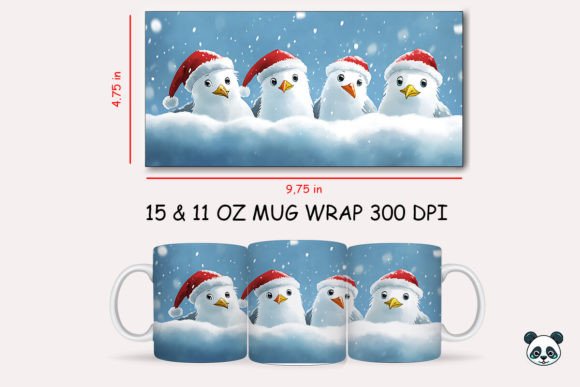 Christmas Ivory Gull Mug Wrap Graphics for Crafts and Merch