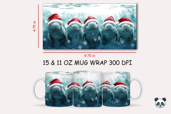 Christmas Manatee Mug Wrap: A Seasonal Graphic Design Asset for Creative Content Publishing