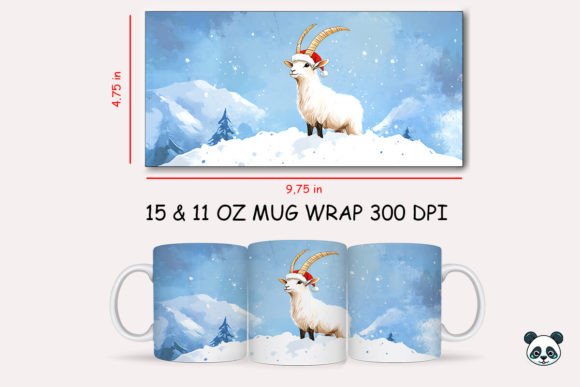 Christmas Mountain Goat Mug Wrap 1: A Festive Graphic Design Asset for Content Creators