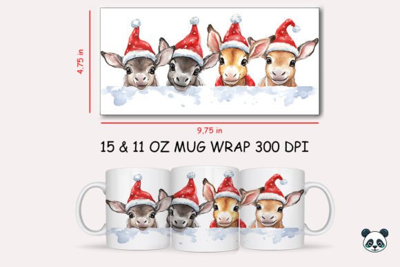 Christmas Mule Mug Wrap: A 3D Graphic Design Asset for Holiday Branding