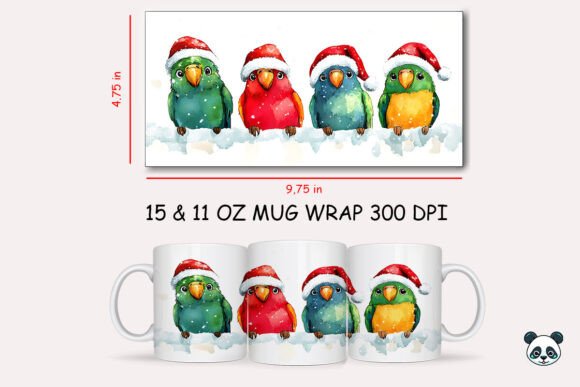 Christmas Parrot Mug Wrap 1: A Festive Graphic Design Asset for Crafts and Branding