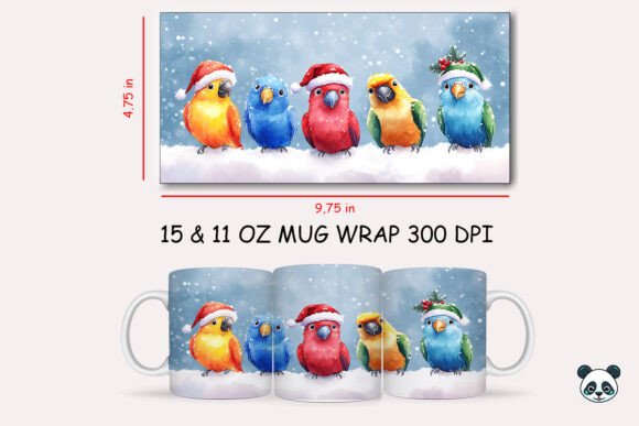 Christmas Parrot Mug Wrap: A Festive Graphic Design Asset for Crafts and Local Business Branding
