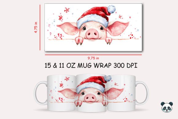 Christmas Pig Mug Wrap 2: A Festive Graphic for Handmade Crafts