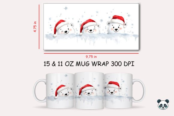 Christmas Polar Bear Mug Wrap Graphics for Local Business Branding