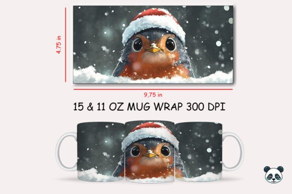 Christmas Robin Mug Wrap: A Graphics Asset for Crafts and Holiday Branding