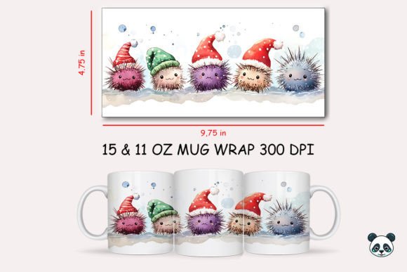 Christmas Sea Urchin Mug Wrap: A Festive Graphic Design Asset for Local Business Branding