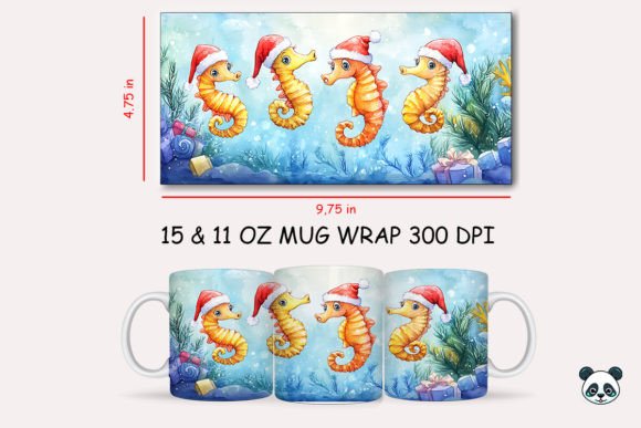 Christmas Seahorse Mug Wrap: A Festive Graphic for Crafts and Graphics Sellers