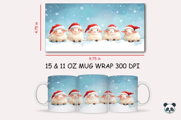 Christmas Sheep Mug Wrap 1: A Festive Graphic Design Asset for Crafters