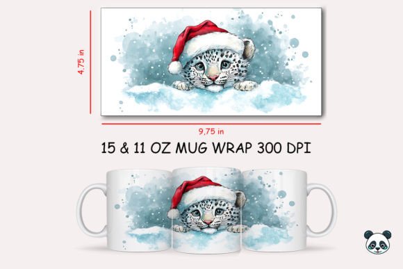 Christmas Snow Leopard Mug Wrap 1: A Versatile Graphic Design Asset for Crafty Brands