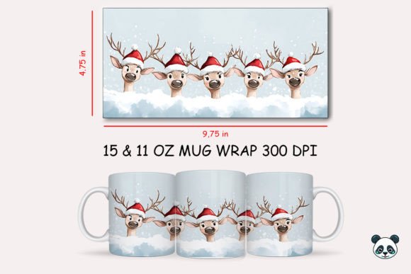 Christmas White Reindeer Mug Wrap 1: A Festive Graphic Design Asset for Creative Branding