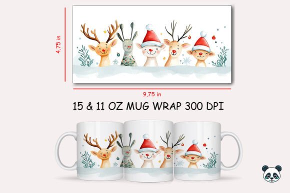 Christmas White Reindeer Mug Wrap: A Festive Graphic Design Asset for Crafts