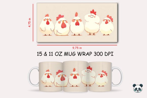 Cute Chickens Mug Wrap Sublimation Graphics for Crafts