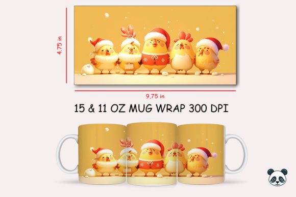 Cute Christmas Chickens 3D Mug Wrap: Graphics for Crafts