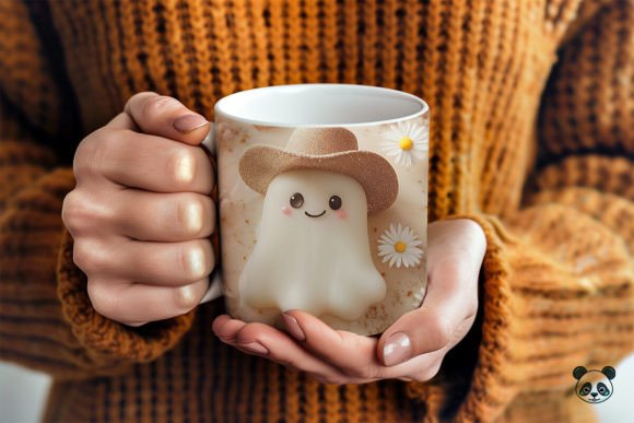 Cute Ghost Wearing a Cowboy Hat 3D Mug Wrap Graphics and Crafts