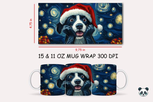 Funny Christmas Border Collie Scream Mug Wrap Graphics and Crafts