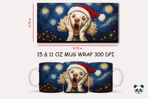 Funny Christmas Poodle Scream Mug Wrap 1 Graphics and Crafts