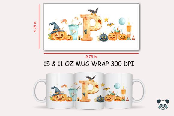 Halloween Letter P Mug Wrap Sublimation Graphics and Crafts