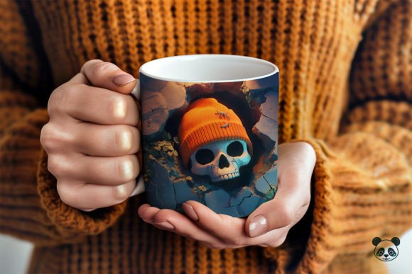 Halloween Skeleton Crack Hole 3D Mug Wrap Graphics and Crafts