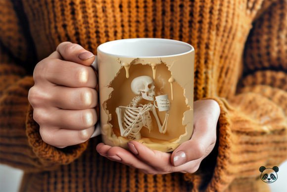 Halloween Skeleton Drink Coffee 3D Mug Wrap Graphics and Crafts