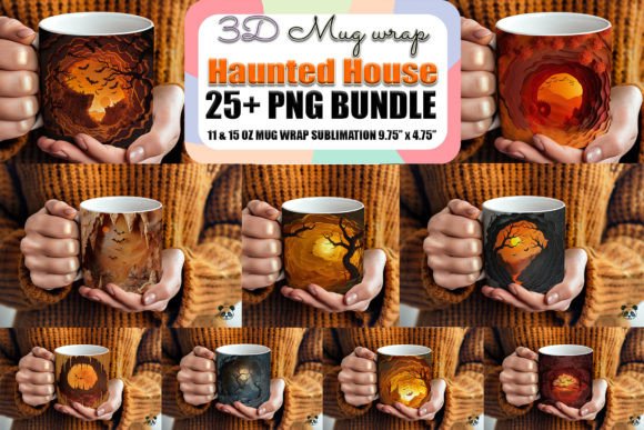 Haunted House 3D Mug Wrap Bundle: Graphics and Crafts for Branding
