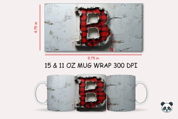 Red Plaid 3D Letter B Mug Wrap: A Practical Review for Graphics and Crafts Sellers