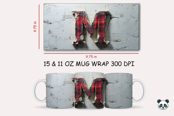 Red Plaid 3D Letter M Mug Wrap Graphics and Crafts Review