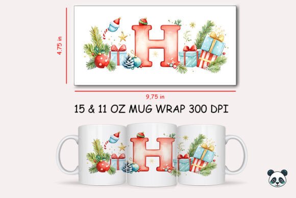 Reviewing Christmas Letter H Mug Wrap Sublimation 1