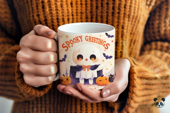 SPOOKY GREETINGS Cute Ghost Mug Wrap Graphics and Crafts Review